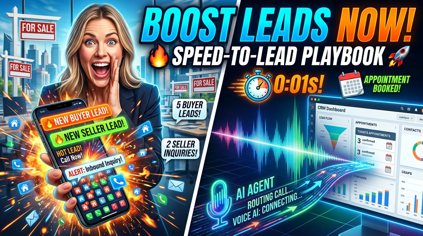AI voice agent qualifying real estate buyer and seller leads with fast follow up and CRM routing
