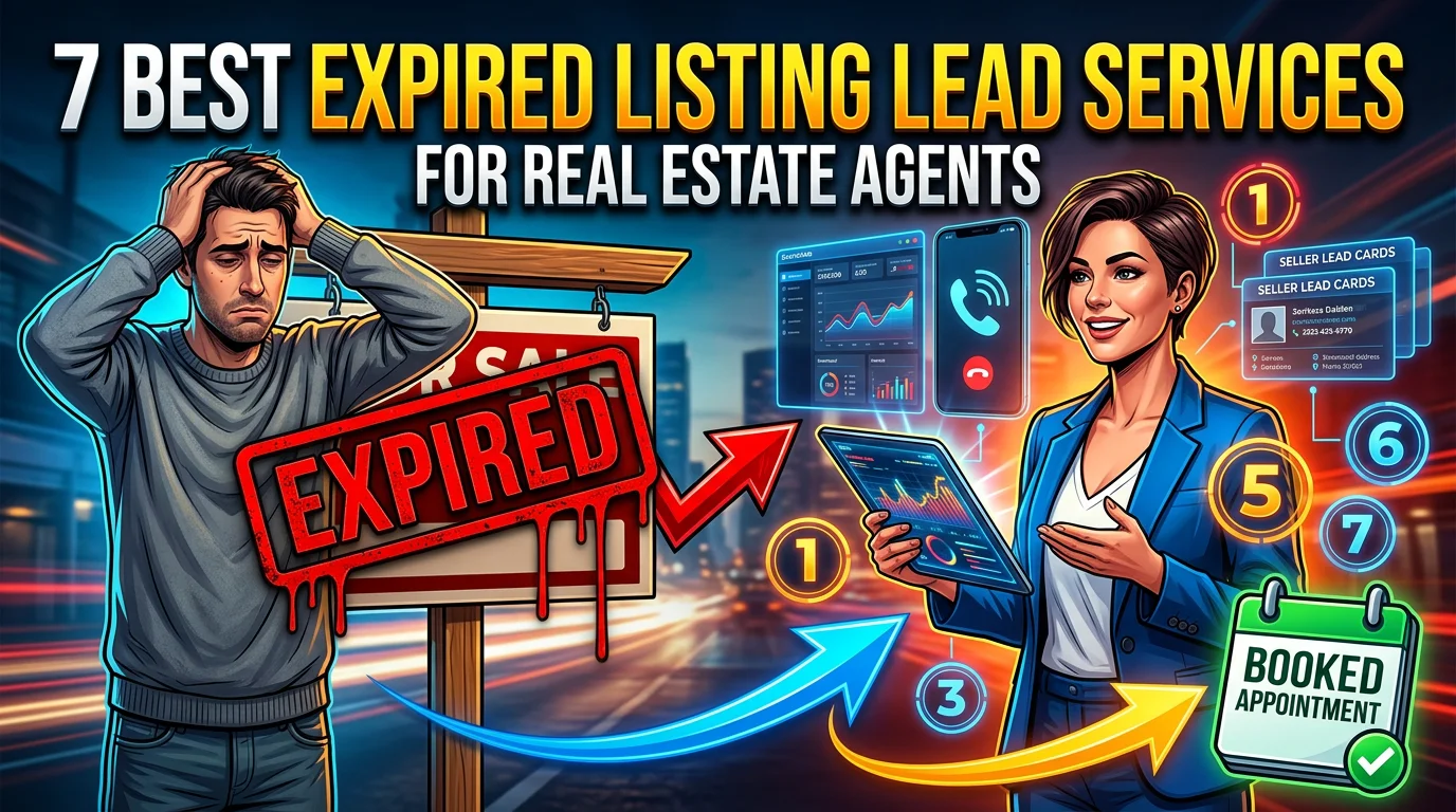 Real estate agent comparing expired listing lead services on a dashboard