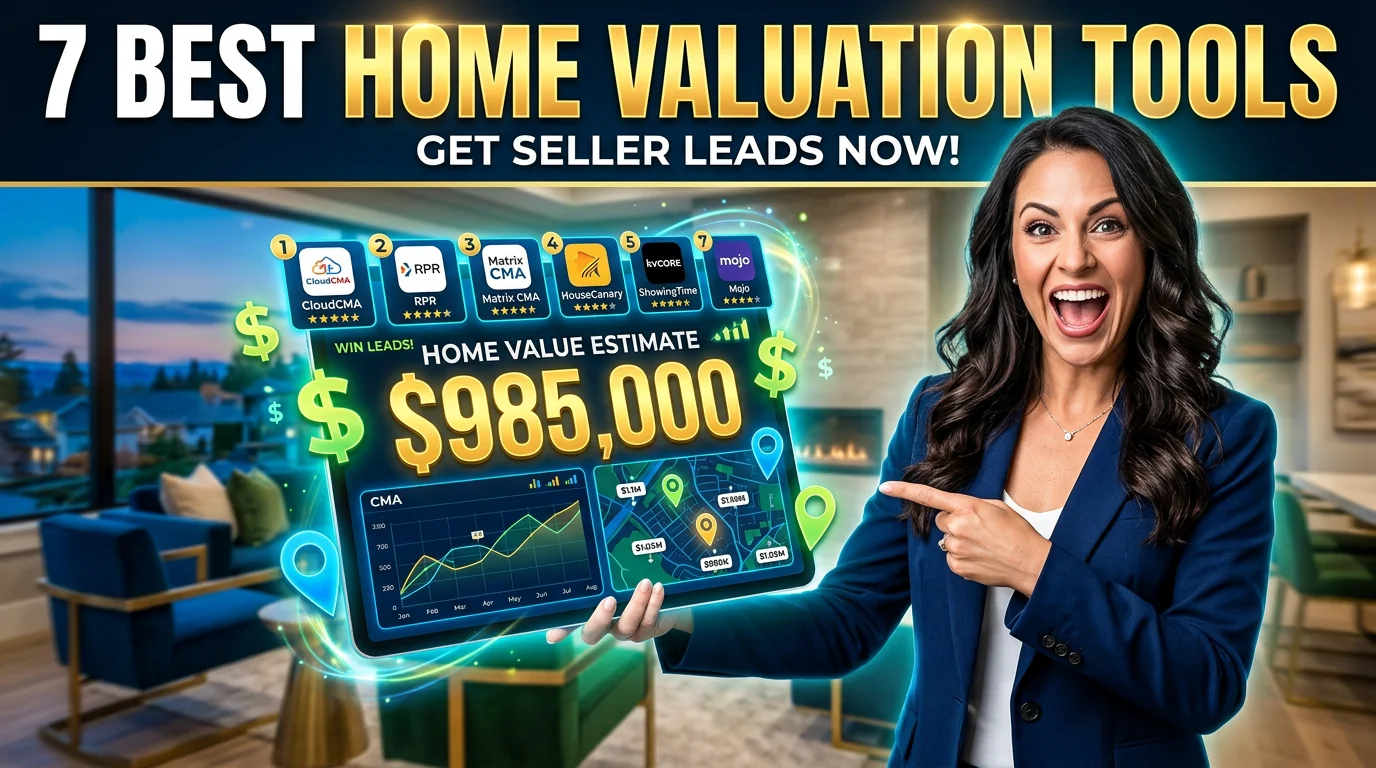 Real estate agent comparing home valuation tools and seller lead dashboards