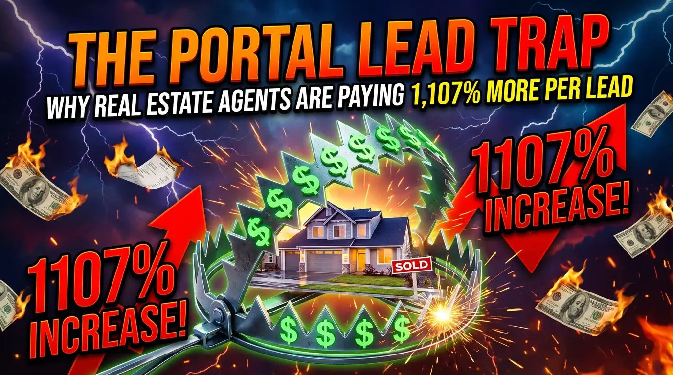 Real estate agent analyzing rising lead generation costs on a chart