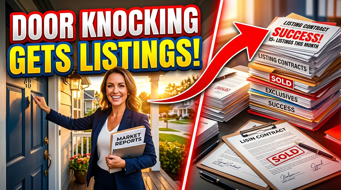 Real estate agent door knocking for lead generation