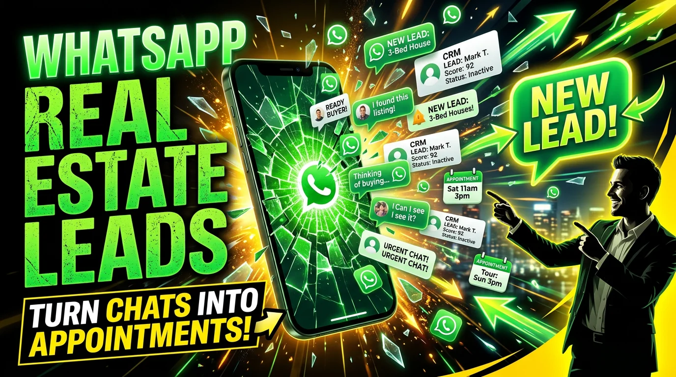 WhatsApp real estate leads dashboard with buyer chats and appointment alerts
