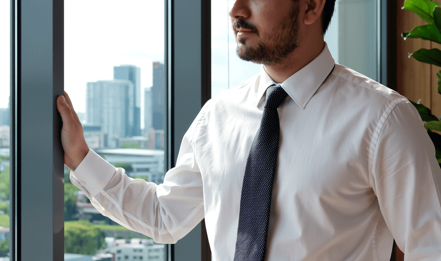 Person looking at city skyline