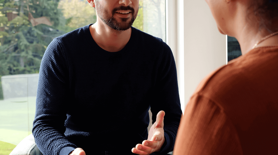 Real estate professional in conversation