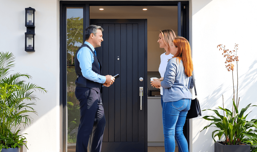 Real estate agent at open house