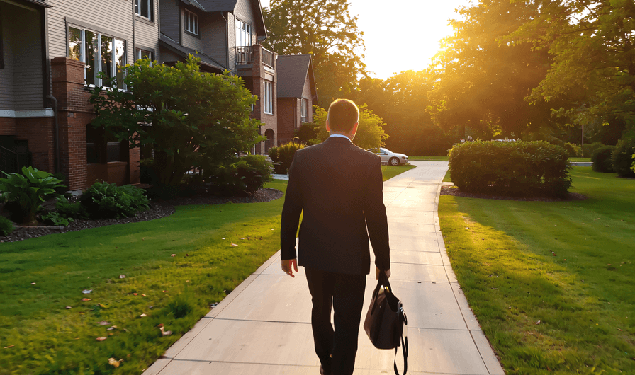 Person walking towards house